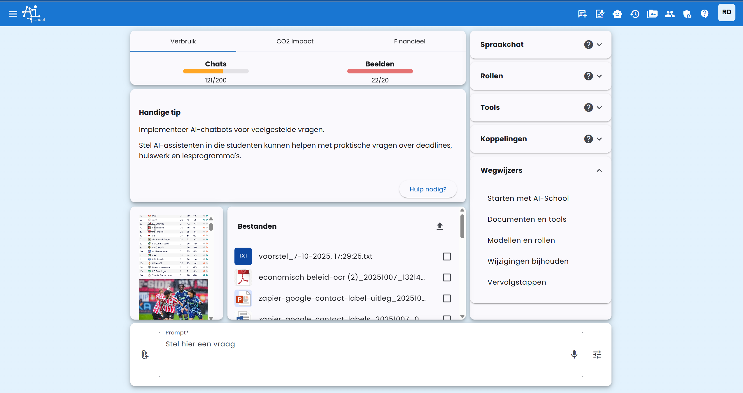 AI School Dashboard met Nieuws