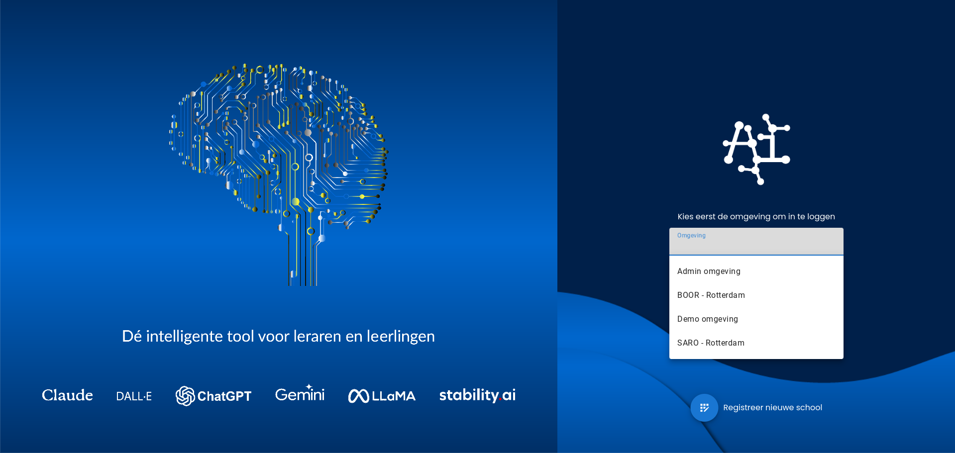 AI School Inlogscherm