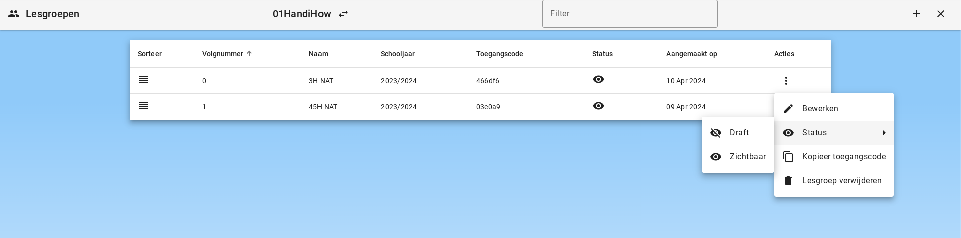 Lesgroep in beheeromgeving