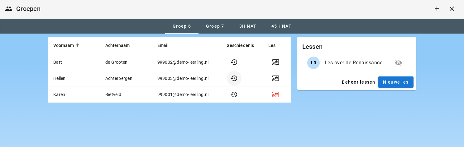 Overzicht leerlingen tijdens les