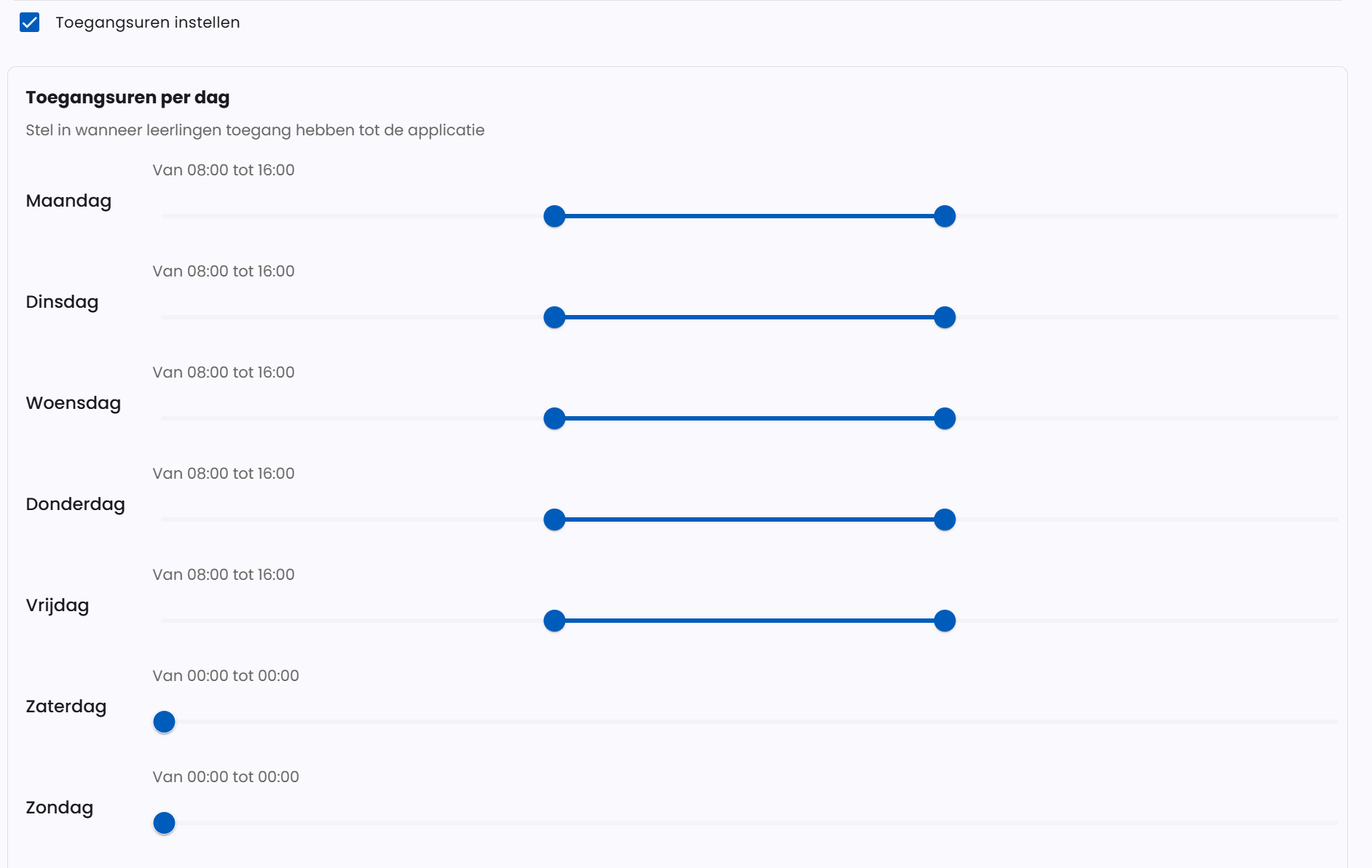 Toegangsuren instellen