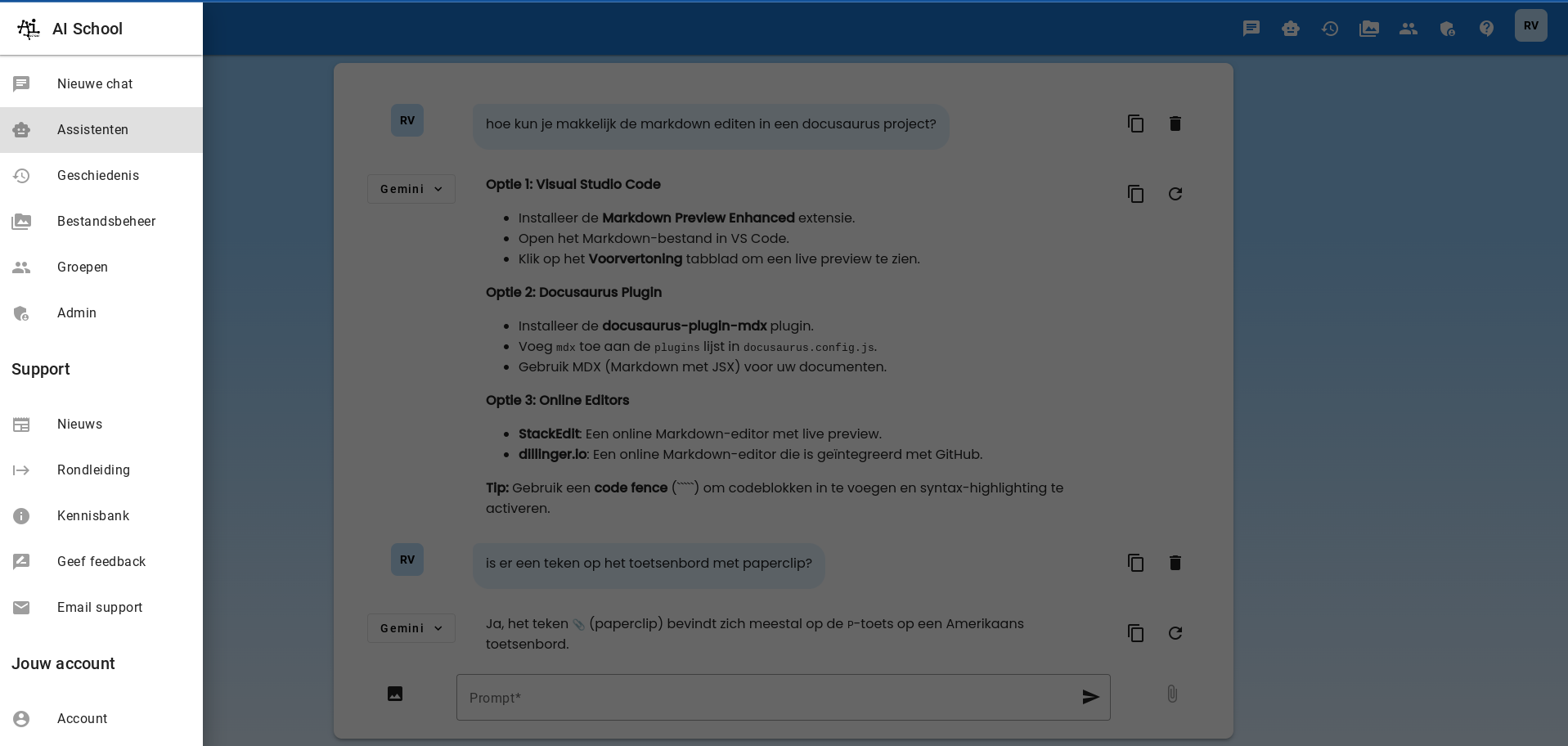 AI School Seitenmenü