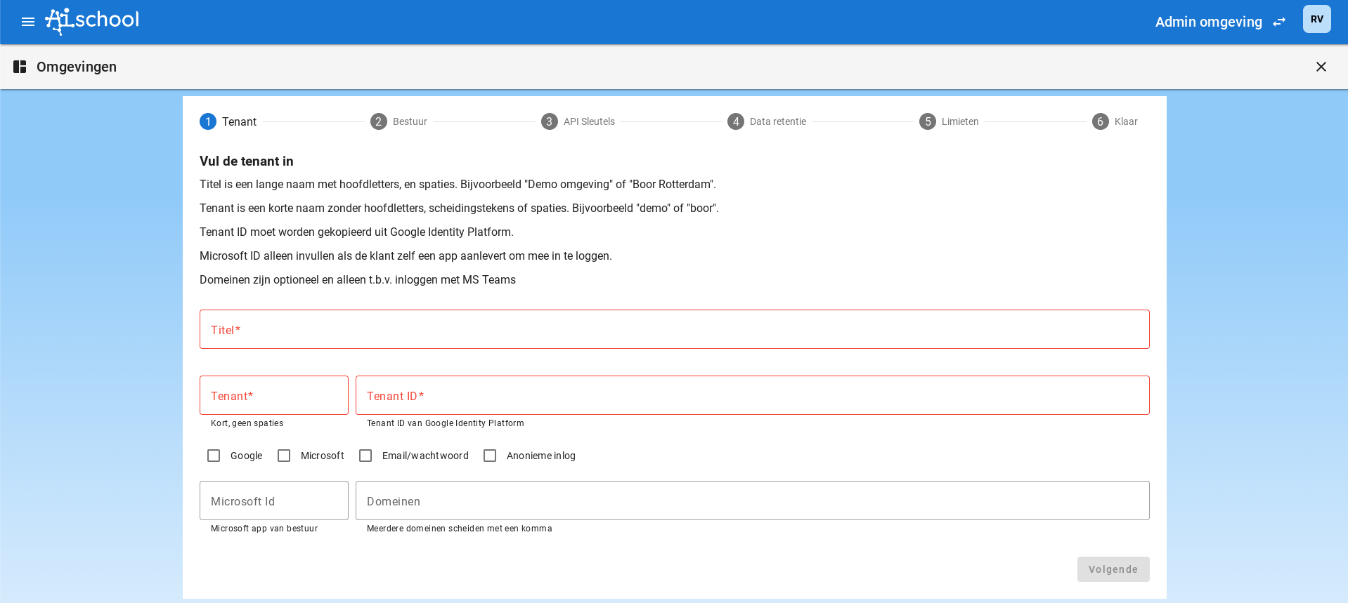 Setting up Tenant