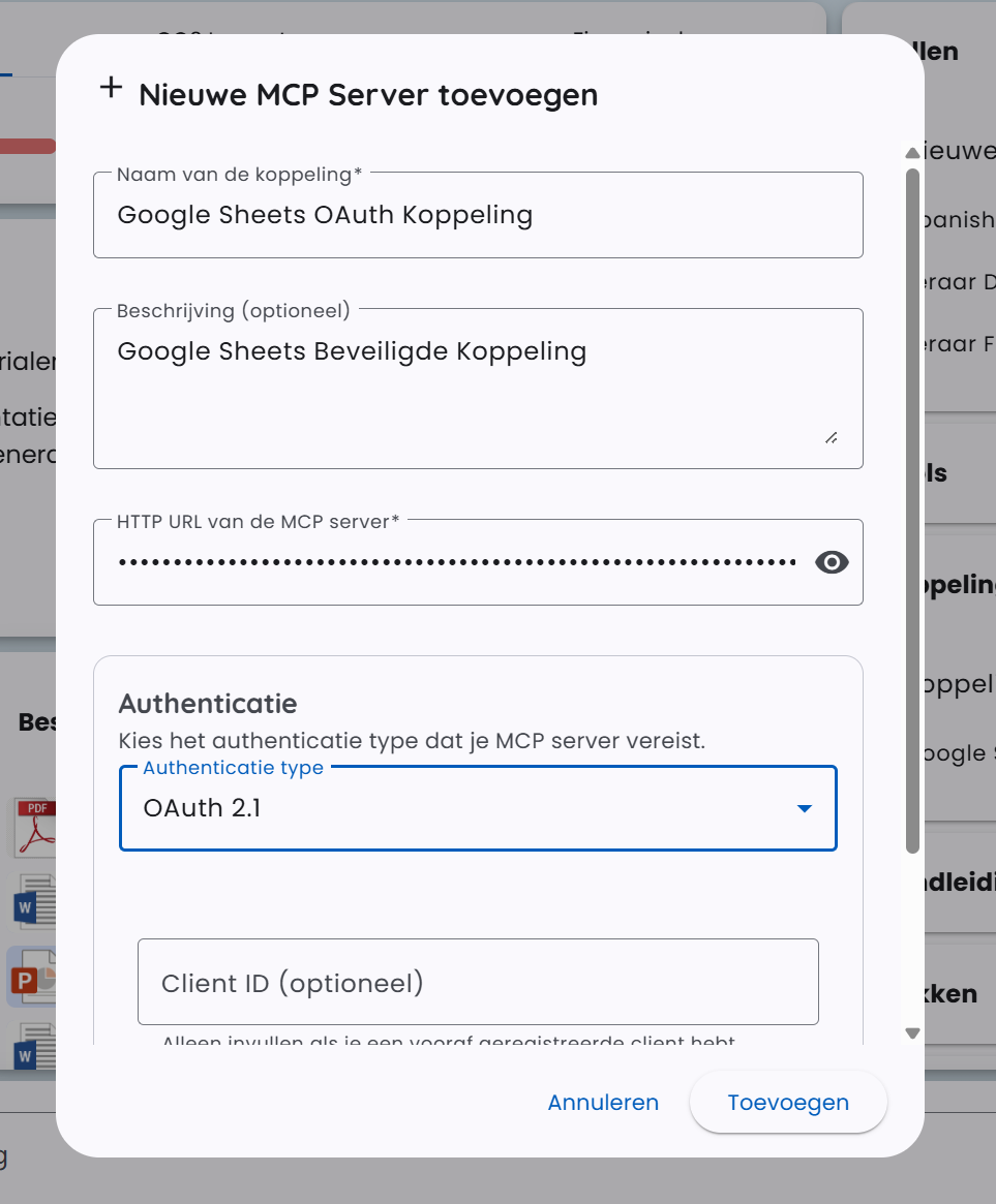 Configuration de l&#39;URL du serveur OAuth